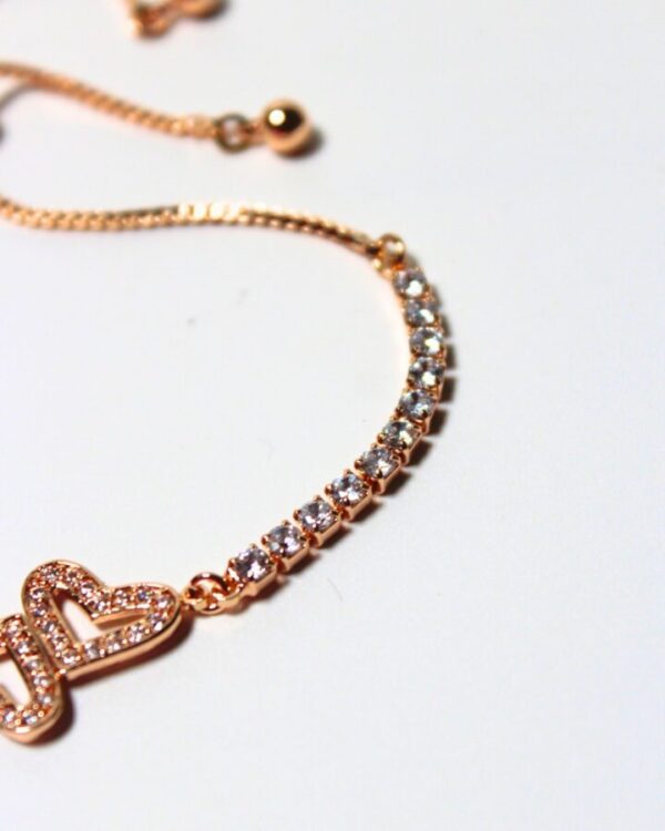 Adjustable Dual Heart Tennis Bracelet – Gold – Nuzha - Image 4