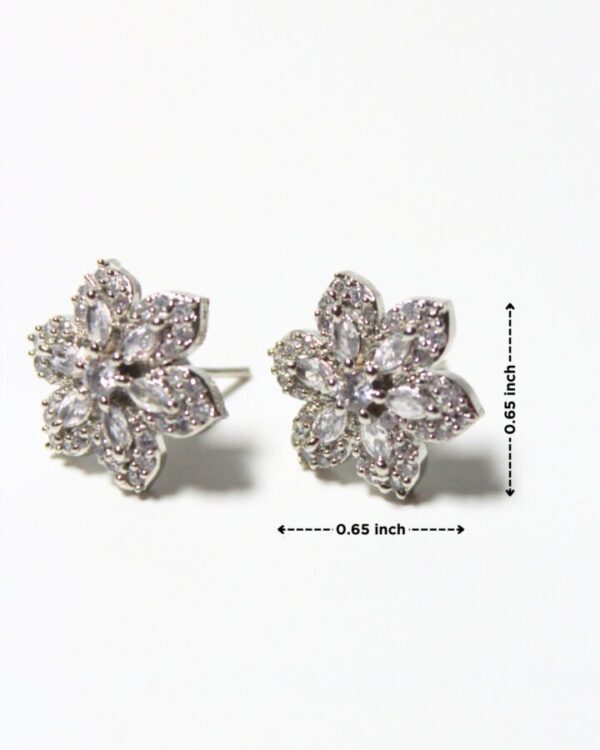 Floral Shine Studs - Silver - Nuzha - Image 4